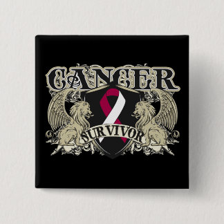 Macaron Carré 5 Cm Cancer du cou de la tête Survivante Mens Heraldry