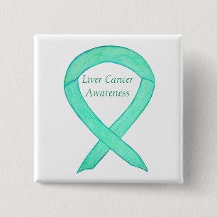Macaron Carré 5 Cm Cancer du foie Jade Sensibilisation Ribbon Art Pin