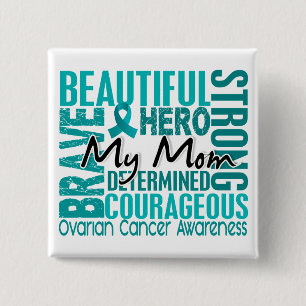 Macaron Carré 5 Cm Cancer ovarien de maman carrée d'hommage