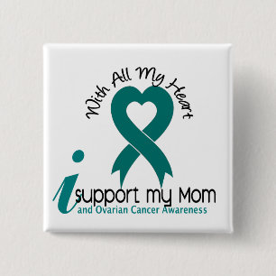 Macaron Carré 5 Cm Cancer ovarien je soutiens ma maman