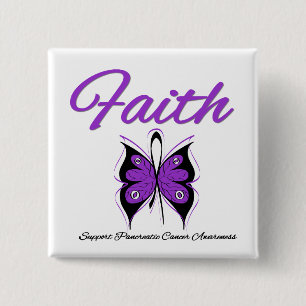 Macaron Carré 5 Cm Cancer pancréatique Faith Ruban papillon papillon