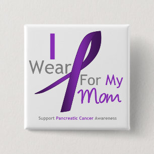 Macaron Carré 5 Cm Cancer pancréatique je porte la maman pourpre de