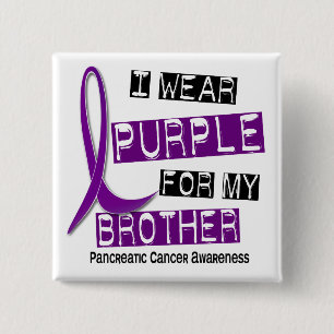 Macaron Carré 5 Cm Cancer pancréatique JE PORTE le frère du POURPRE
