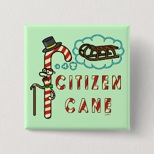 Macaron Carré 5 Cm Canne citoyen Canne de Noël drôle