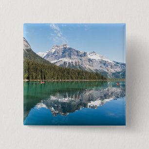 Macaron Carré 5 Cm Canot sur le célèbre lac Emerald - Yoho NP, Canada