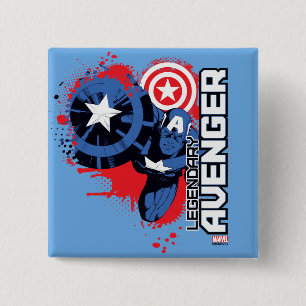 Macaron Carré 5 Cm Capitaine America Avenger légendaire