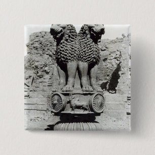 Macaron Carré 5 Cm Capital de lion du pilier de l'empereur Ashoka