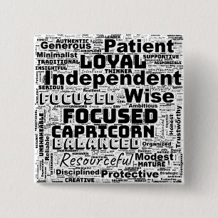 Macaron Carré 5 Cm Capricorne Zodiac Mot Cloud Inspiration
