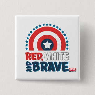 Macaron Carré 5 Cm Captain America Shield "Rouge, blanc et courageux"