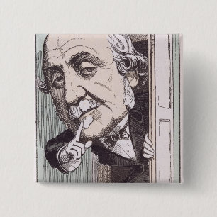Macaron Carré 5 Cm Caricature d'Albert, Duc de Broglie