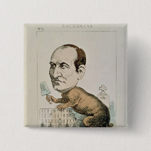 Macaron Carré 5 Cm Caricature de baron Georges Eugene Haussmann