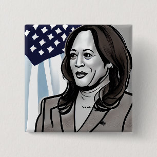 Macaron Carré 5 Cm Caricature de Kamala Harris Political