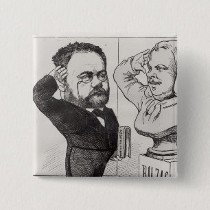 Macaron Carré 5 Cm Caricature d'Emile Zola