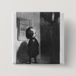 Macaron Carré 5 Cm "Caricatures du jour", caricature de Victor Hugo