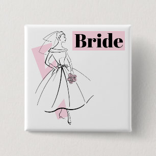 Macaron Carré 5 Cm Carré du bouton de la mariée rose de mode