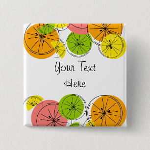 Macaron Carré 5 Cm Carré du bouton Texte Citrus