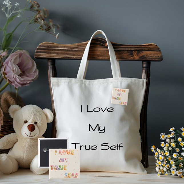 Macaron Carré 5 Cm Carré | J'Aime Mon Véritable Moi (Créateur téléchargé)