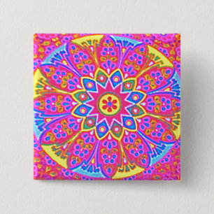 Macaron Carré 5 Cm Carré rose de bouton de mandala
