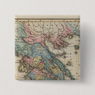 Macaron Carré 5 Cm Carte Atlas de la Grèce en couleurs complètes