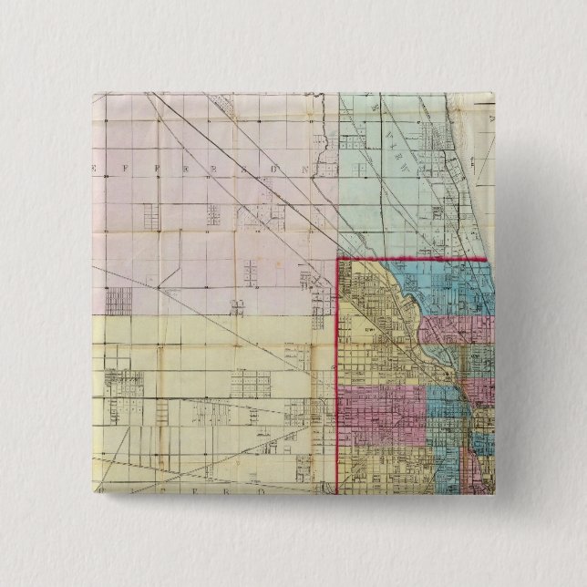 Macaron Carré 5 Cm Carte de Chicago (Devant)