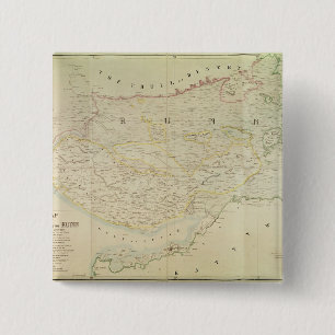 Macaron Carré 5 Cm Carte de Kutch et de Runn, Inde, 1854