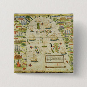 Macaron Carré 5 Cm Carte de la mer de la Chine, télécopie des 'atla