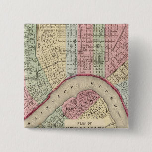 Macaron Carré 5 Cm Carte de la Nouvelle-Orléans par Mitchell