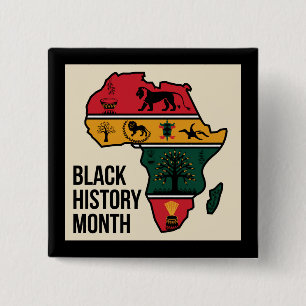 Macaron Carré 5 Cm Carte de l'Afrique Mois de l'histoire noire