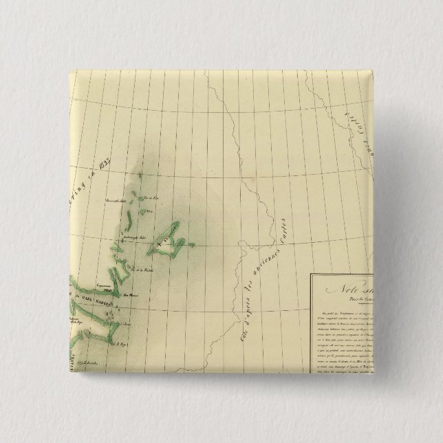 Macaron Carré 5 Cm Carte de l'Atlas du Groenland (Devant)