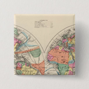 Macaron Carré 5 Cm Carte de l'Atlas mondial avec courants et alizés
