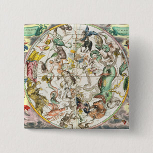 Macaron Carré 5 Cm Carte de l'hémisphère sud, 'du Celestia