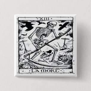 Macaron Carré 5 Cm Carte de tarot de Mort de La