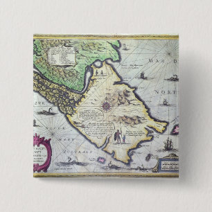 Macaron Carré 5 Cm Carte des détroits de Magellan, Patagonia