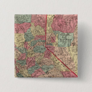 Macaron Carré 5 Cm Carte des États de Californie et du Nevada