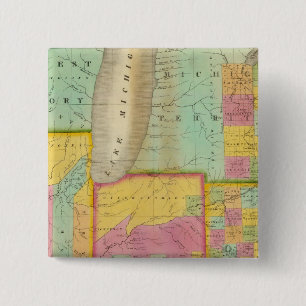 Macaron Carré 5 Cm Carte des États de l'Ohio Indiana & Illinois