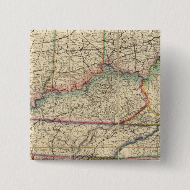 Macaron Carré 5 Cm Carte des États du sud de l'Amérique (Devant)