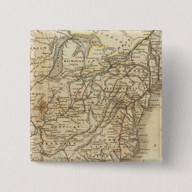 Macaron Carré 5 Cm Carte Des États-Unis 3 (Devant)