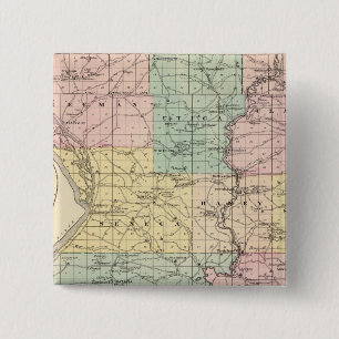 Macaron Carré 5 Cm Carte du comté de Crawford, État du Wisconsin