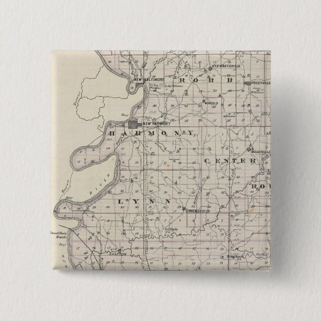 Macaron Carré 5 Cm Carte du comté de Posey (Devant)