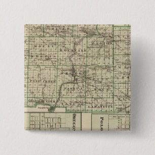 Macaron Carré 5 Cm Carte du comté d'Ogle, de Polo et de l'Oregon