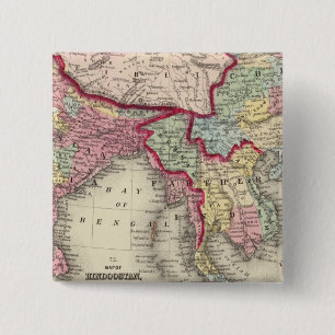 Macaron Carré 5 Cm Carte du Hindoostan, de l'Inde, de la Chine et du 