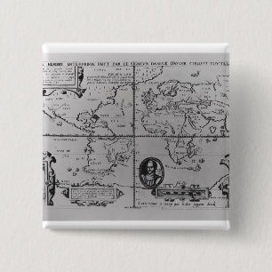 Macaron Carré 5 Cm Carte du monde affectant les expéditions