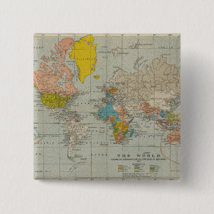 Macaron Carré 5 Cm Carte du monde vintage 1910