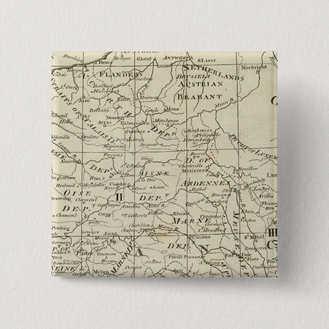 Macaron Carré 5 Cm Carte du siège de la guerre en France (Devant)