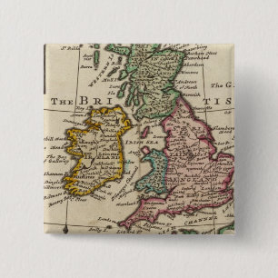 Macaron Carré 5 Cm Carte générale de la Grande-Bretagne et de l'Irl