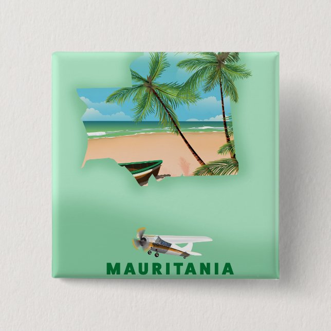 Macaron Carré 5 Cm Carte illustrée de la Mauritanie (Devant)