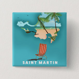 Macaron Carré 5 Cm Carte illustrée de Saint-Martin.