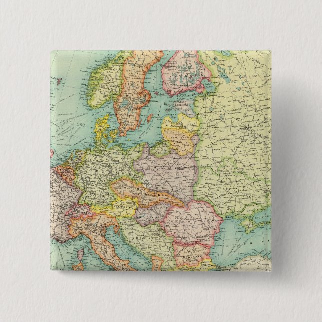 Macaron Carré 5 Cm Carte politique européenne (Devant)