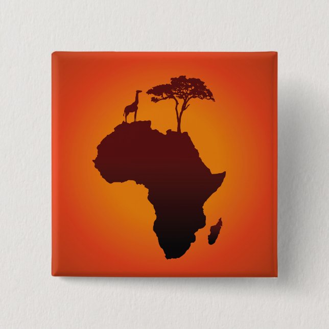 Macaron Carré 5 Cm Carte Safari africaine - Bouton (Devant)
