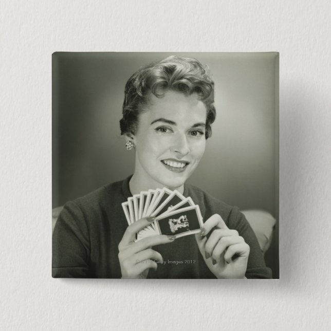 Macaron Carré 5 Cm Cartes de jeu de femme (Devant)